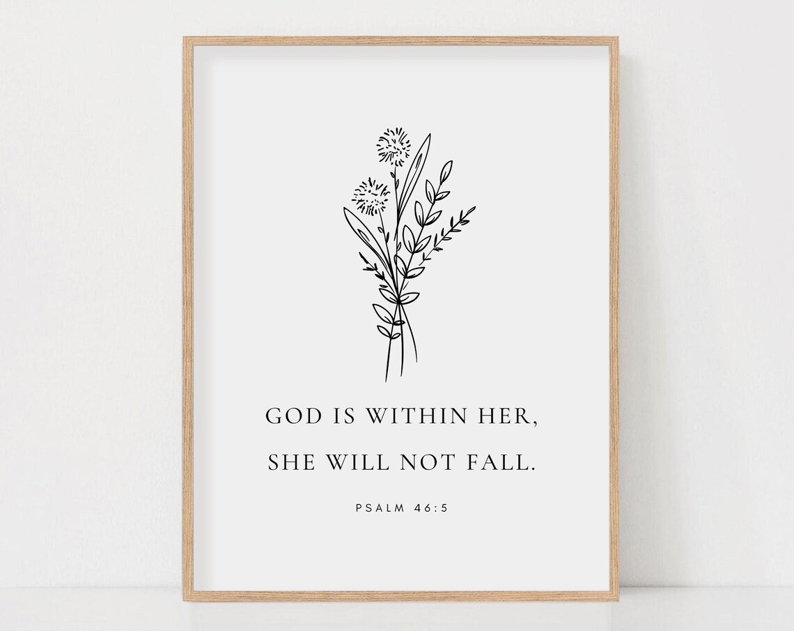 Psalm 46:5 God Is Within Her Scripture Art Print