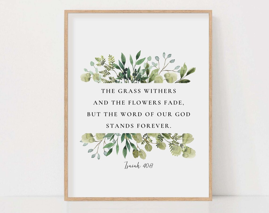 Isaiah 40:8 The Grass Withers Watercolor Botanical Scripture Poster - Image 2