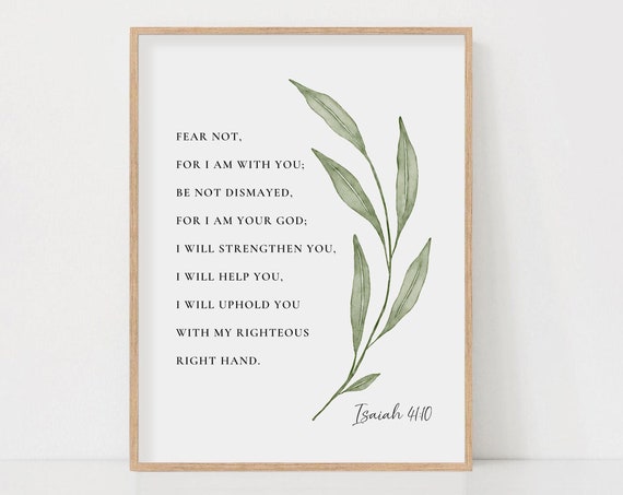 Isaiah 41:10 Botanical Scripture Art Print, Christian Home