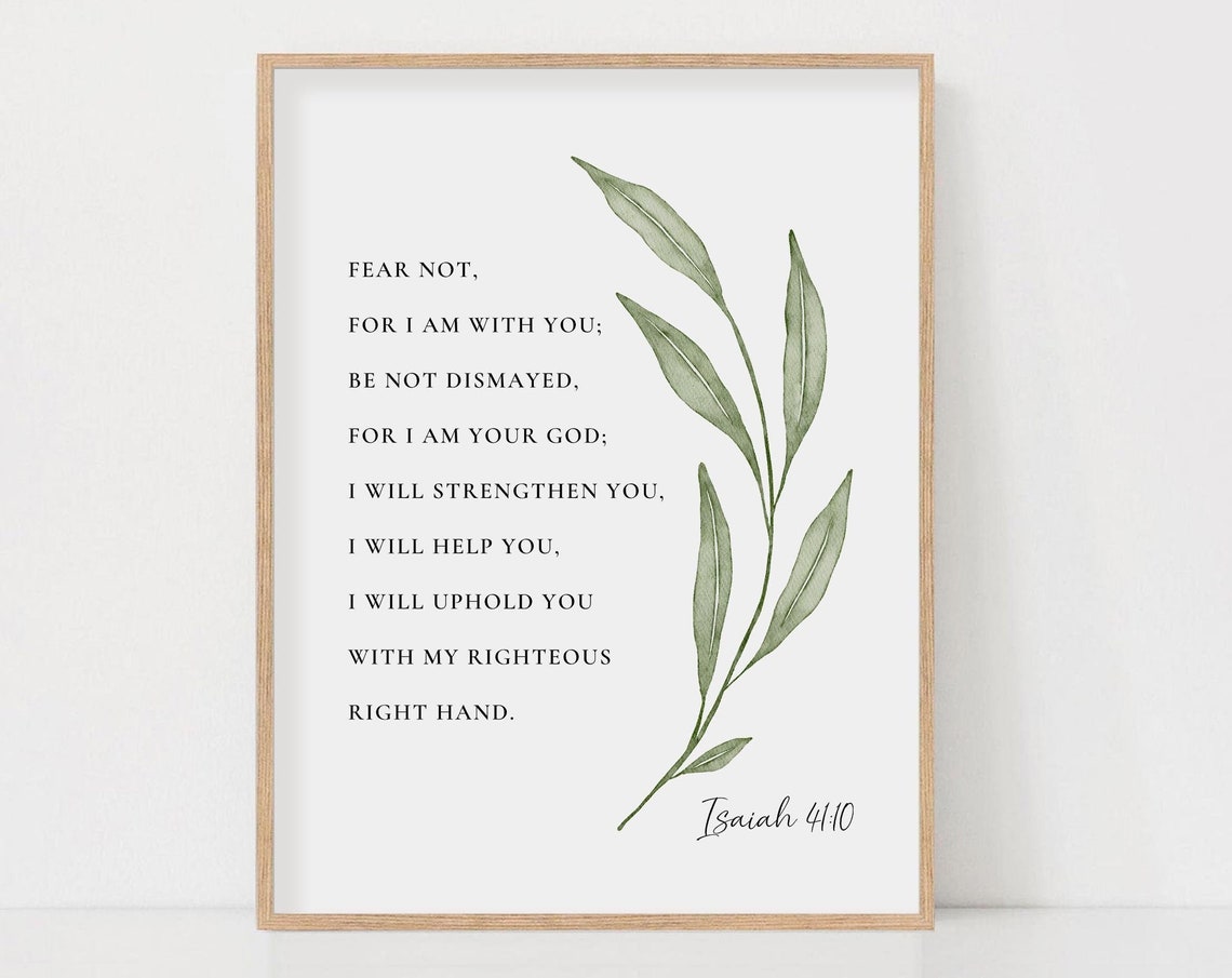Isaiah 41:10 Botanical Scripture Art Print, Christian Home