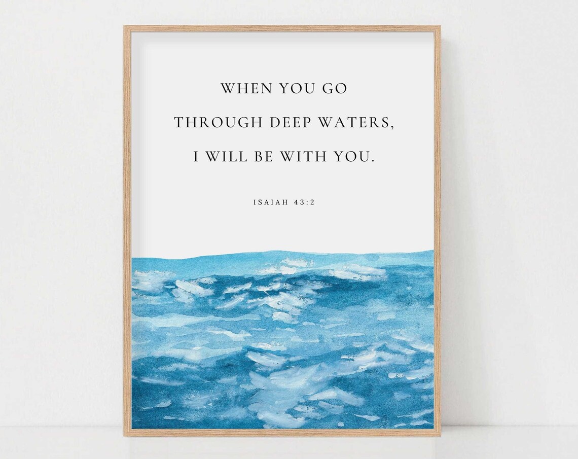 Isaiah 43:2 Watercolor Scripture, Christian Home