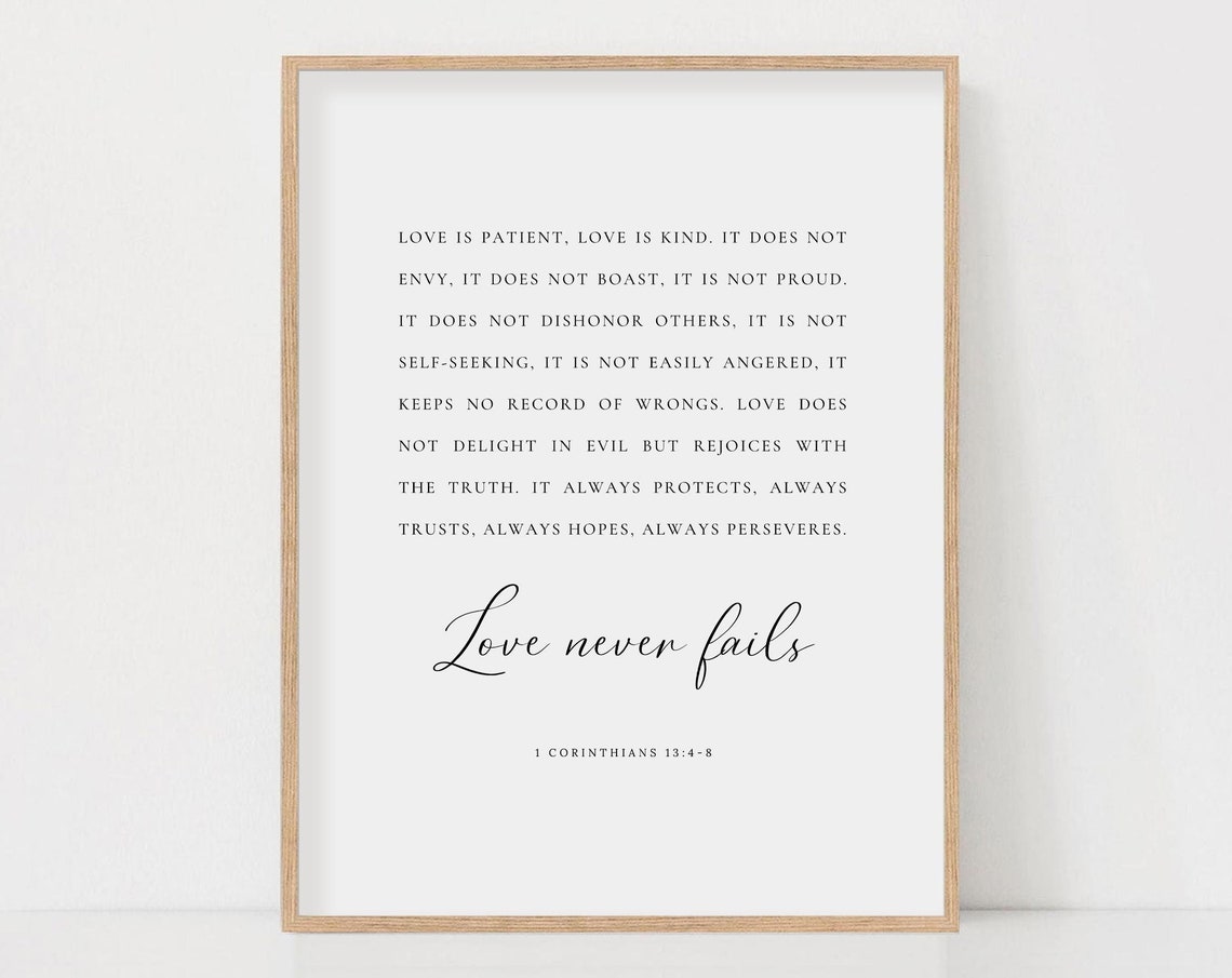 1 Corinthians 13:4-8 Love Scripture Art Print