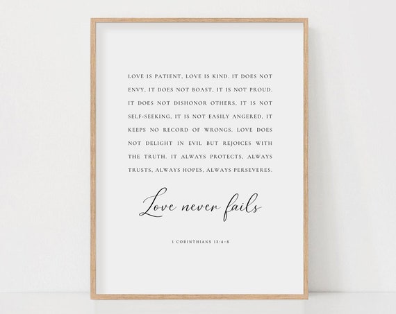 1 Corinthians 13:4-8 Love Scripture Art Print