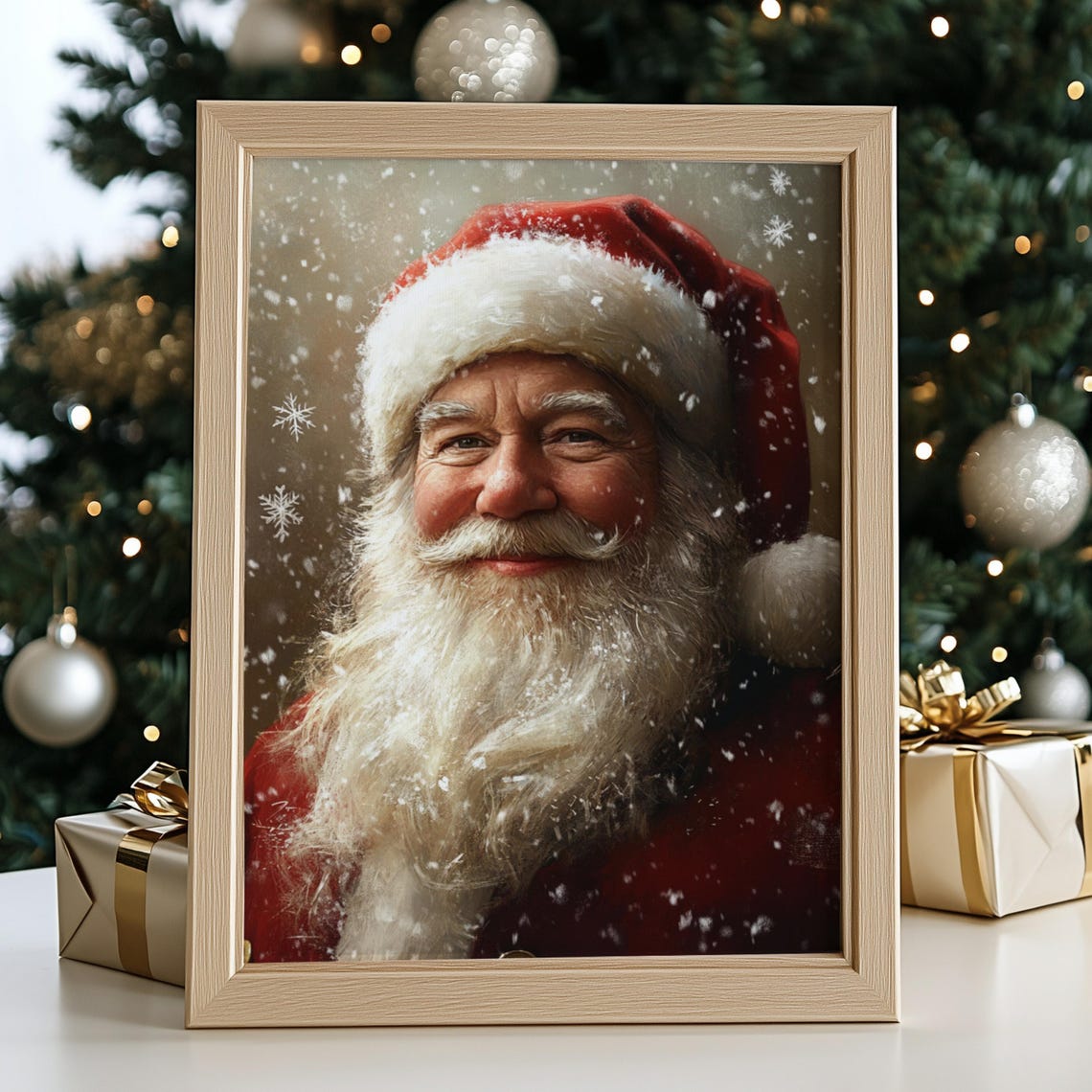Santa Claus Portrait Print Christmas Wall Art Winter Holidays Painting Farmhouse Christmas Decor Santa Claus Art - Image 2