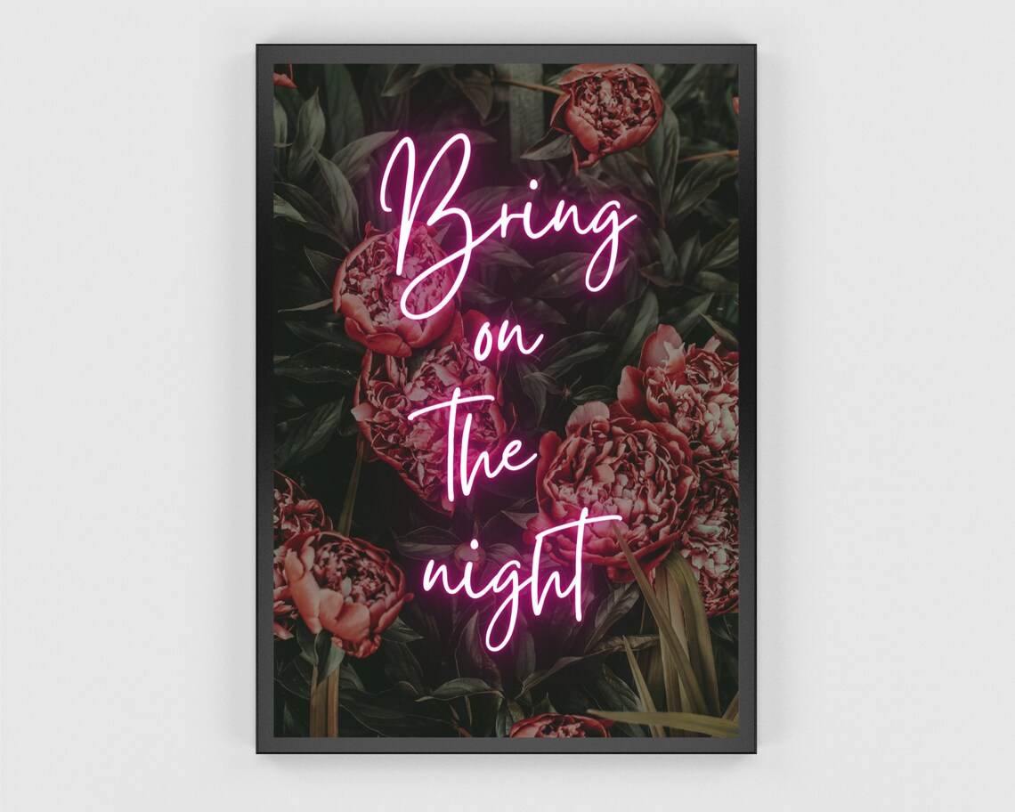 Pink Neon Tropical Music Lyrics Quote Poster - Image 3