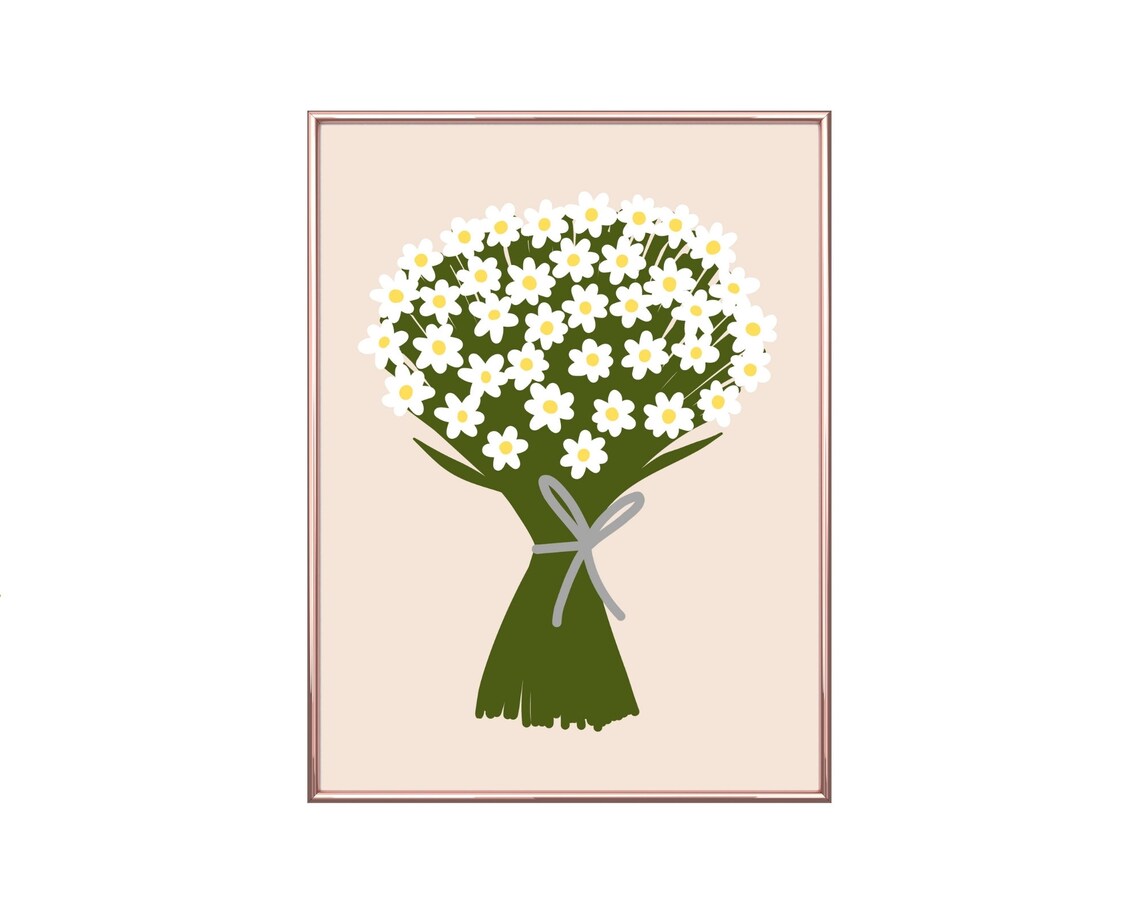 Daisy Art Print, Retro Botanical Wall Decor - Image 2