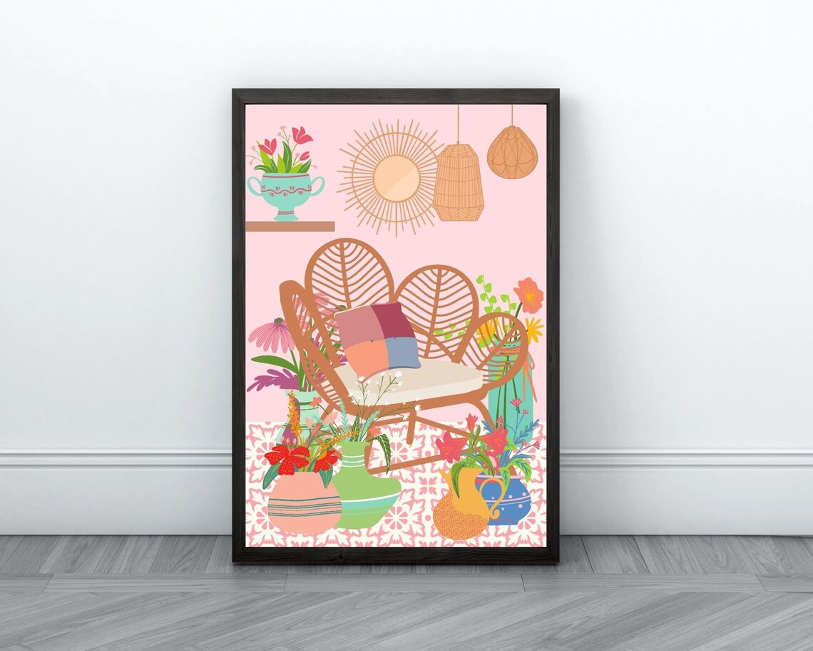 Houseplants Botanical Art Print, Boho Decor - Image 3