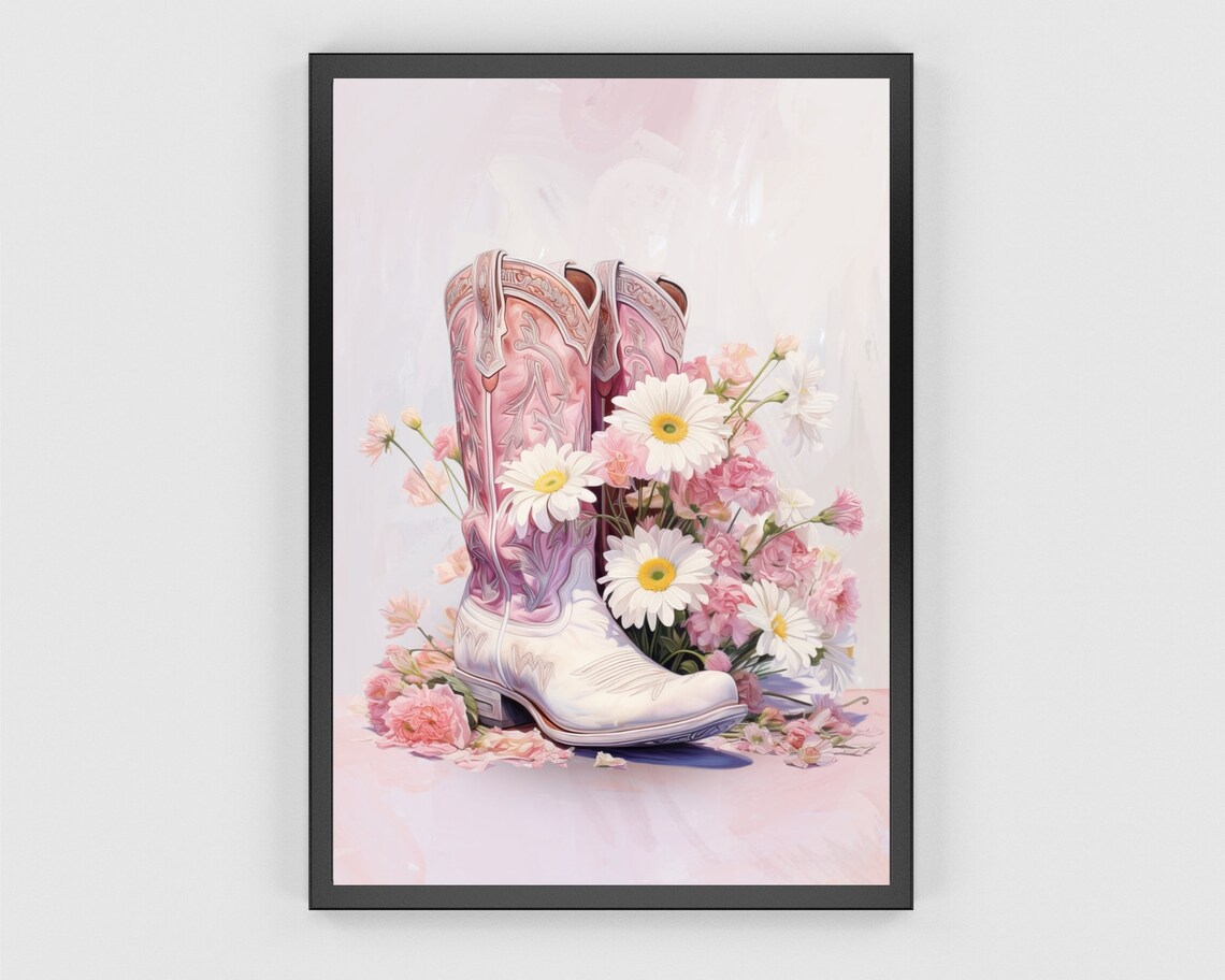 Cowgirl Boots Retro Western Art Print, Vintage - Image 3