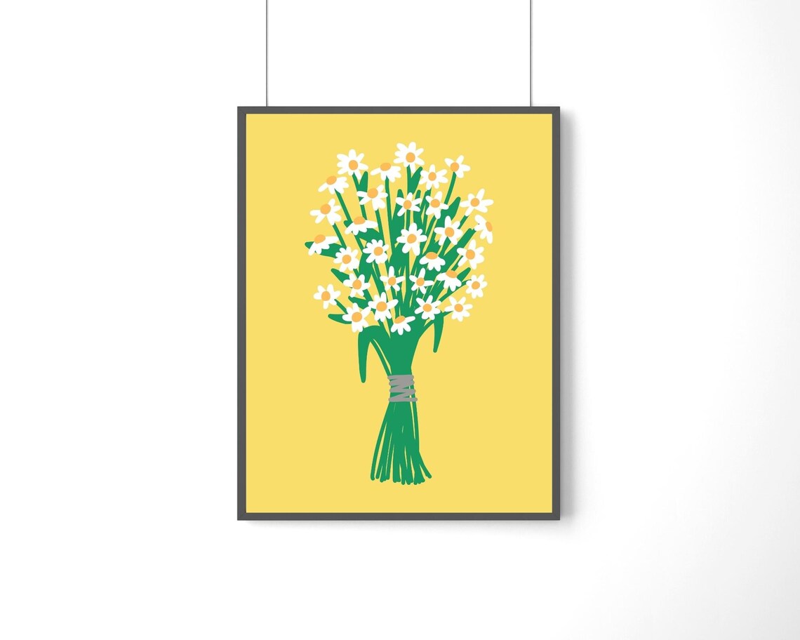 Bunch Of Daisies Vintage Floral Art Print - Image 3