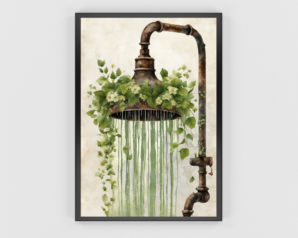 Floral Shower Botanical Bathroom Art Print - Image 3