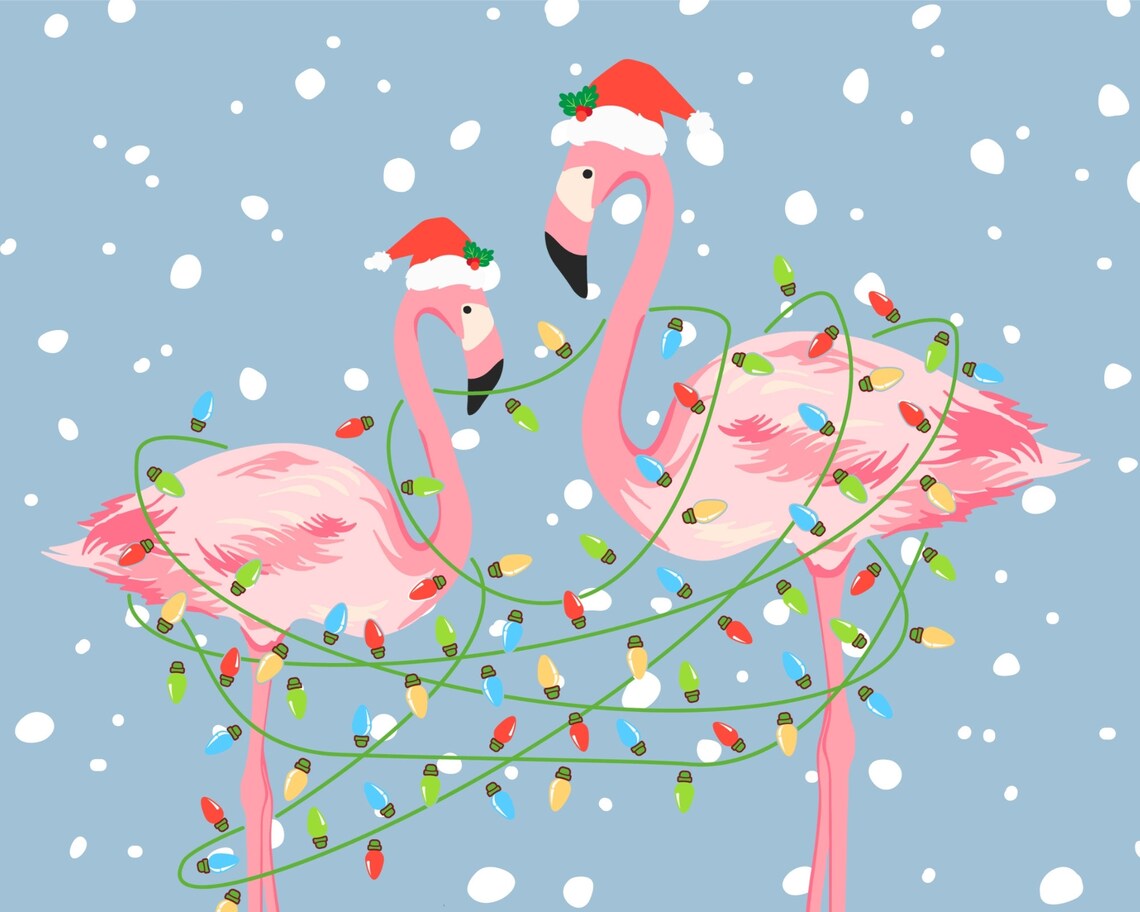 Christmas Flamingo Art Print, Festive Holiday Decor - Image 3