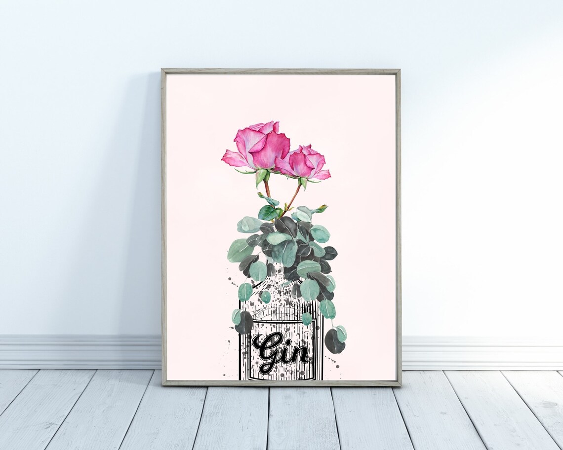 Gin Floral Kitchen Wall Art Print, Eucalyptus - Image 3
