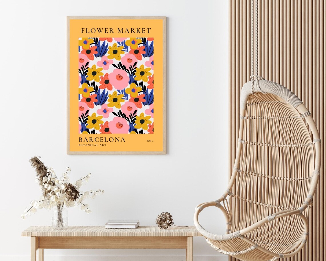 Flower Market Barcelona Art Print, Spain Wall Art - Image 3