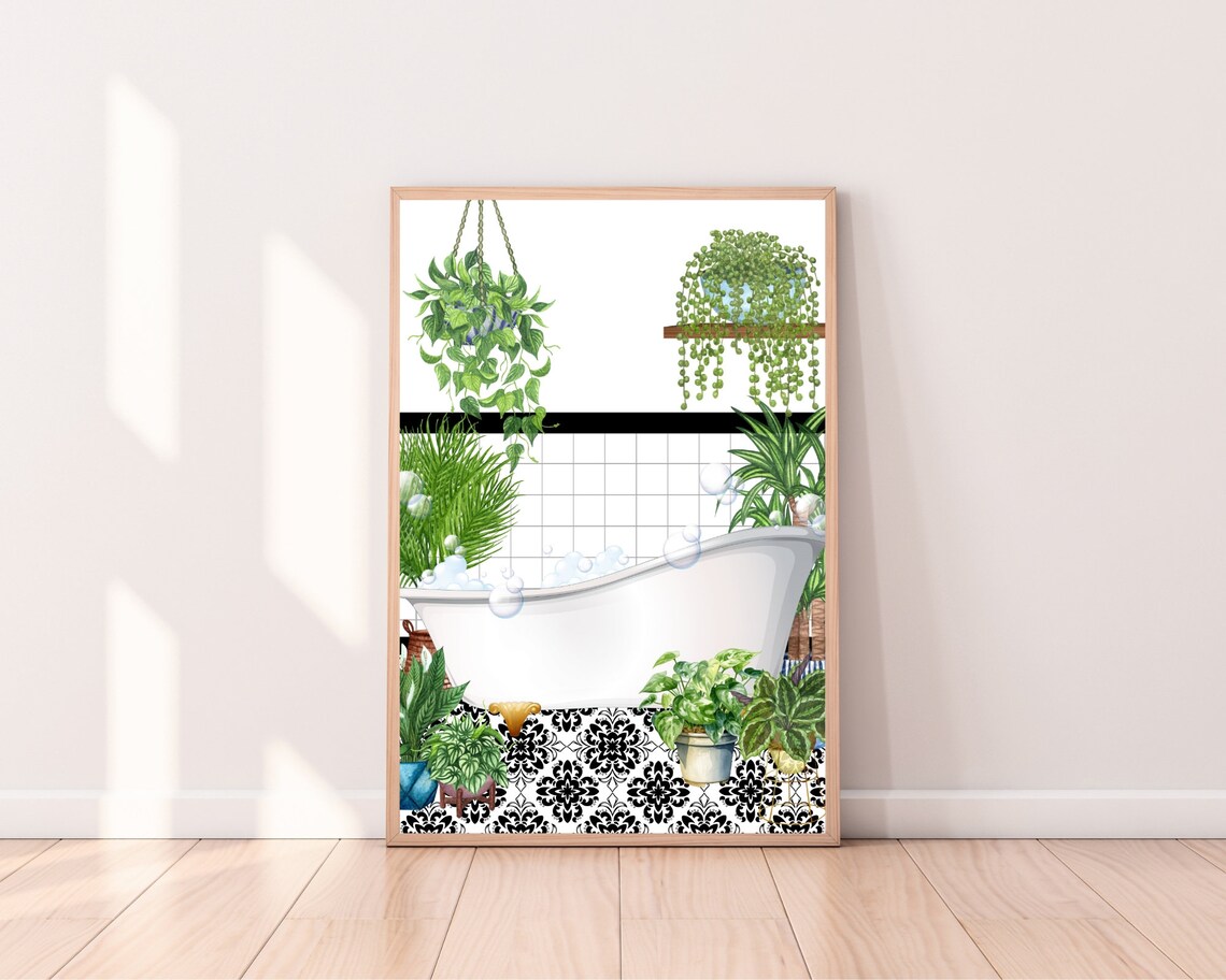 Botanical Bathtub Print, Bathroom Watercolor Art - Image 2