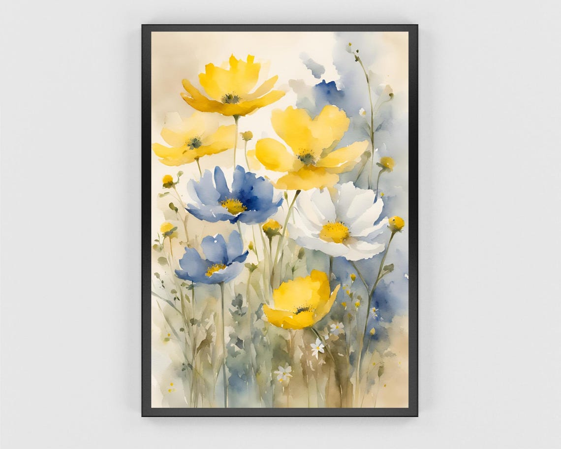 Wildflowers Watercolor Painting Field Of Flowers Art Meadow Flowers Poster Floral Wall Art Botanical Instant - Image 3