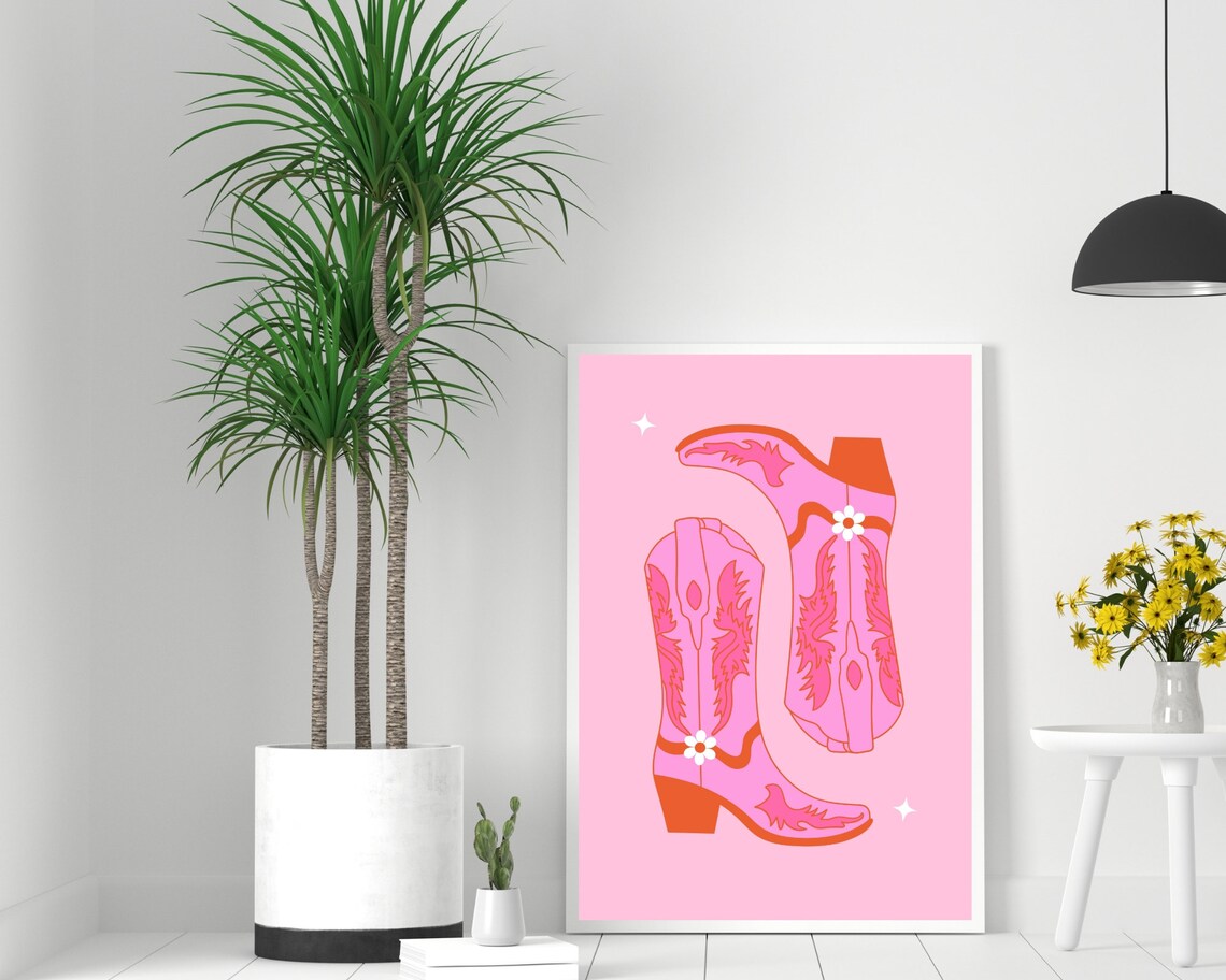 Cowgirl Boots Retro Poster, Boho Western Decor - Image 2