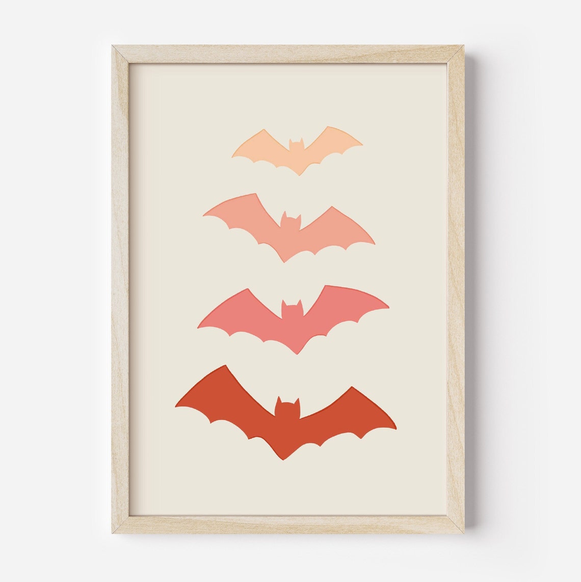 Four Ombre Bat Silhouettes in Warm Orange Tones Halloween Poster - Image 3