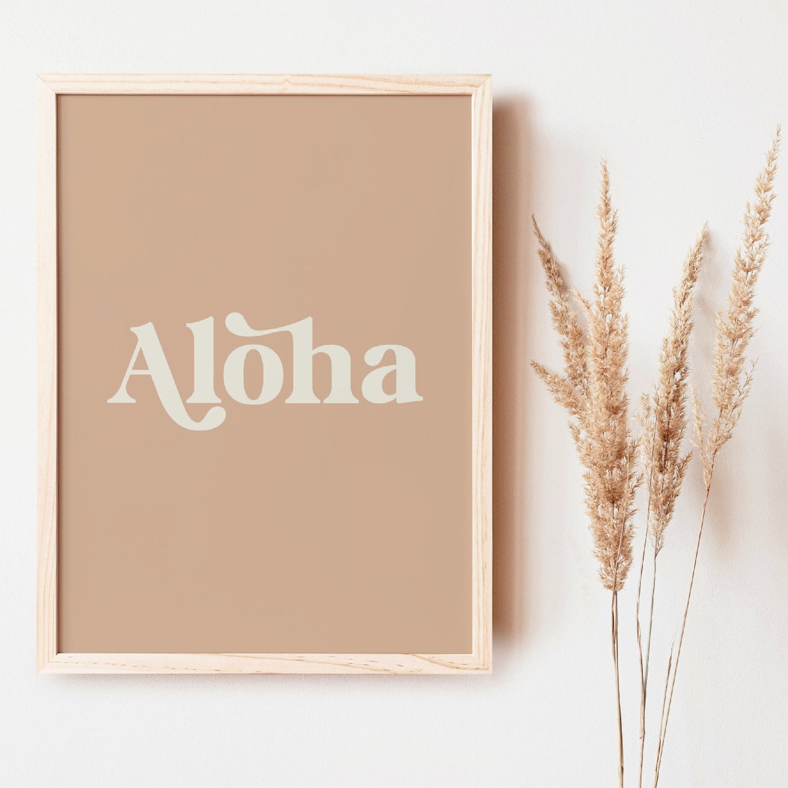 Aloha Retro White Script Tan Minimalist Tropical Beach House Poster - Image 2