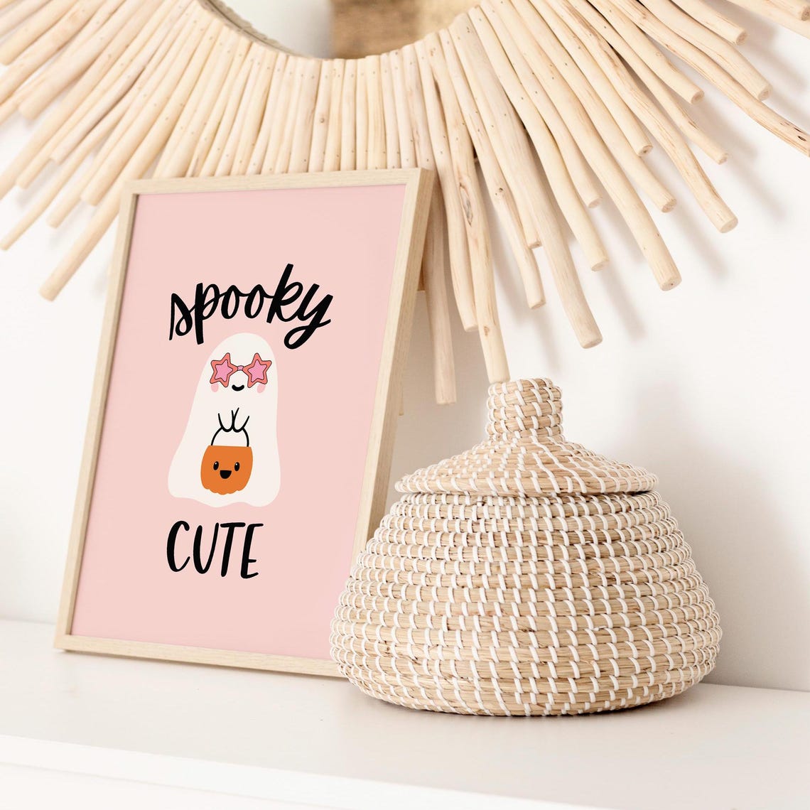 Spooky Cute Pink Ghost with Star Sunglasses Halloween Poster - Image 3