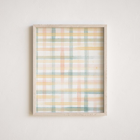 Pastel Plaid Watercolor Spring Check Tartan Gingham Wall Art