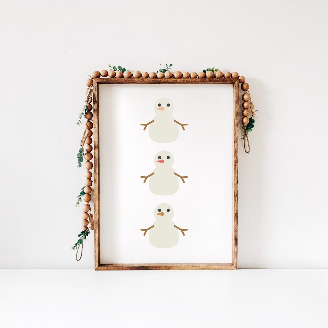Cute Minimalist Snowmen Winter Trio Holiday Decor Art Poster - Image 2