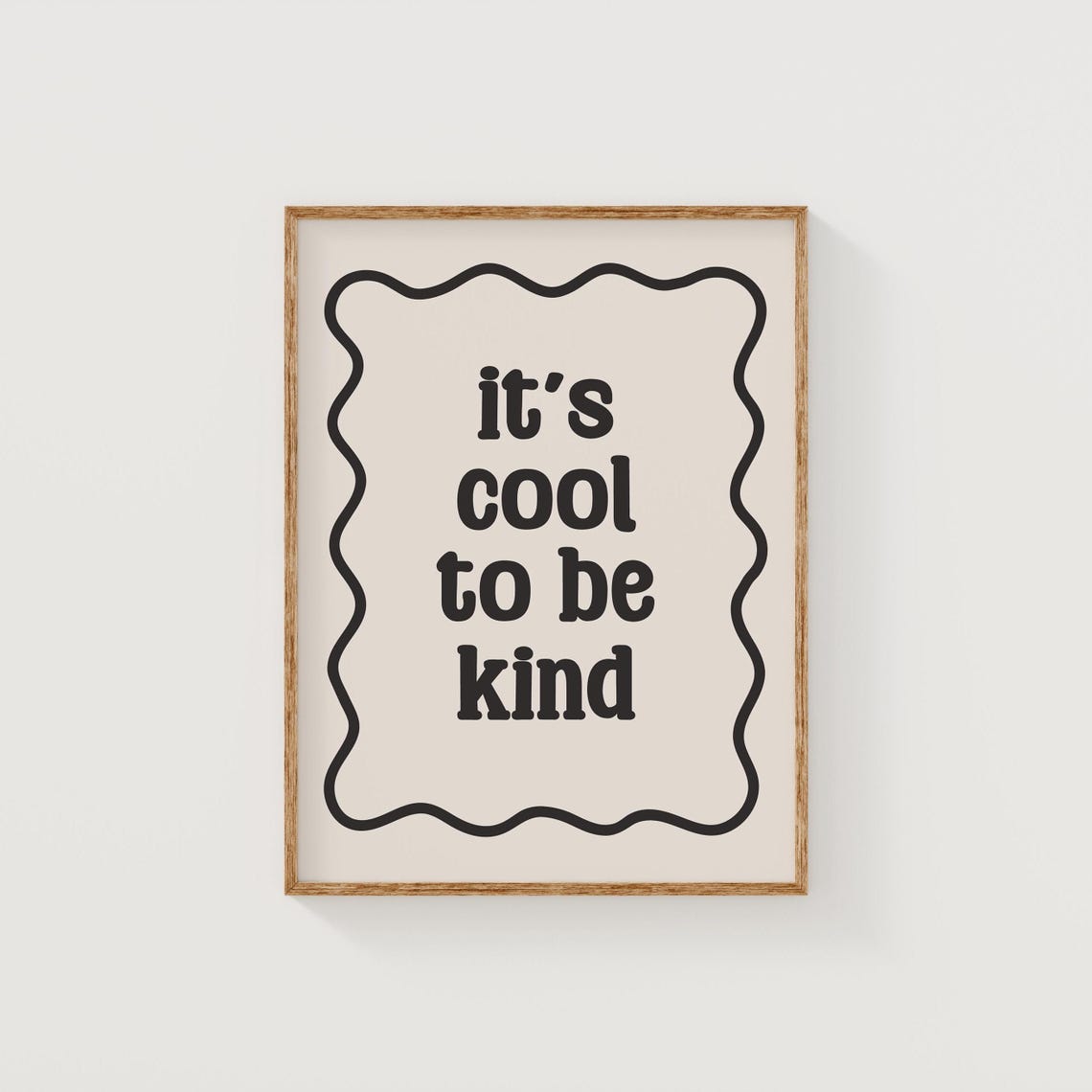 It Is Cool To Be Kind Retro Wavy Border Nursery Kindness Wall Art