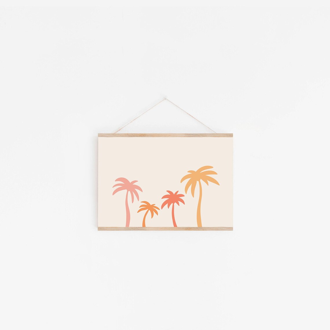 Four Sunset Palm Tree Silhouettes Horizontal Tropical Beach Scene Poster - Image 3