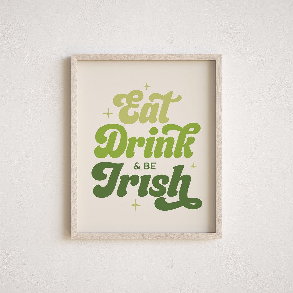 Eat Drink And Be Irish Retro Green Lettering St Patricks Party Poster - Image 2