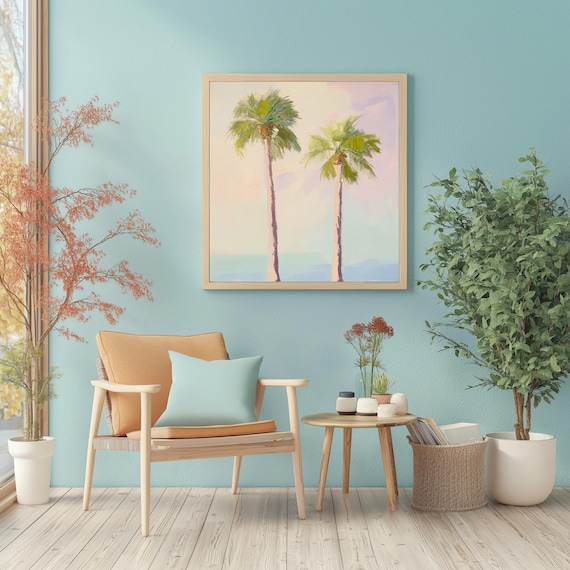 Palm Trees Canvas Art Tropical Beach Landscape Modern Wall Decor For Living Room Office Or Bedroom Vibrant Artwork