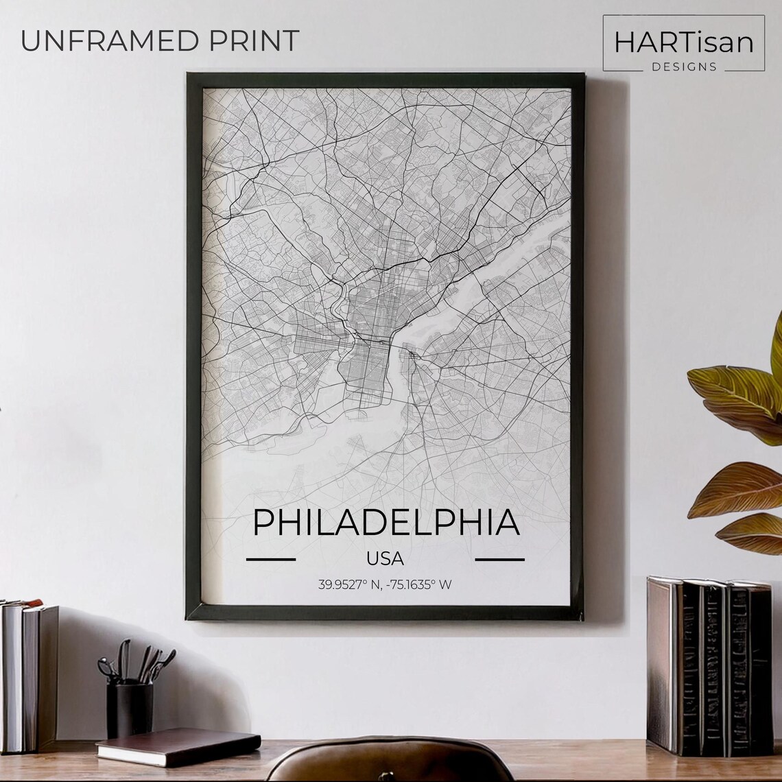 Philadelphia USA City Street Map Gradient Art Travel Gift Poster