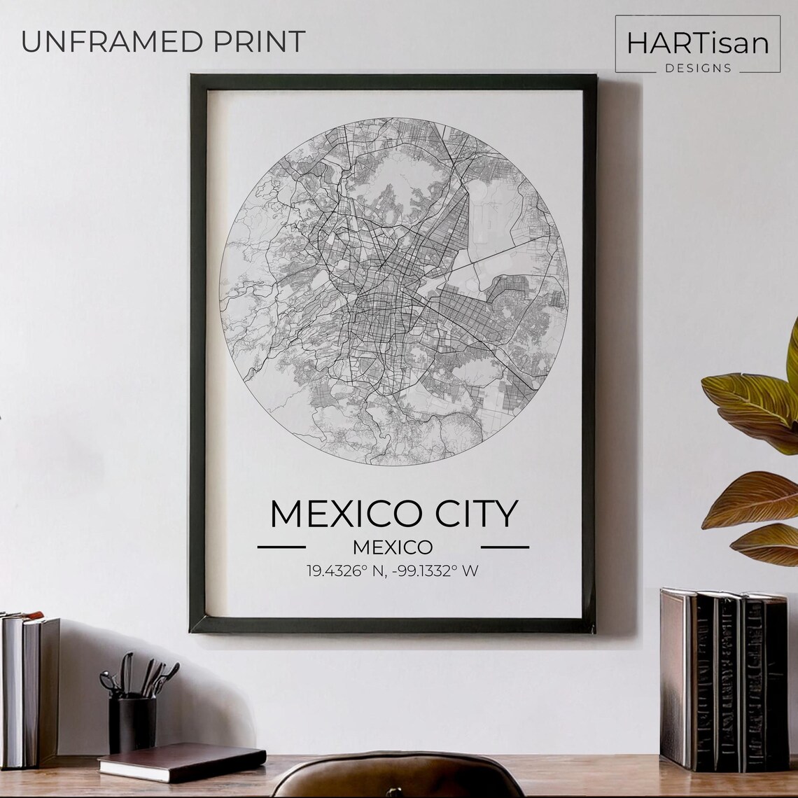 Mexico City Mexico Round City Street Map Art Travel Gift Poster