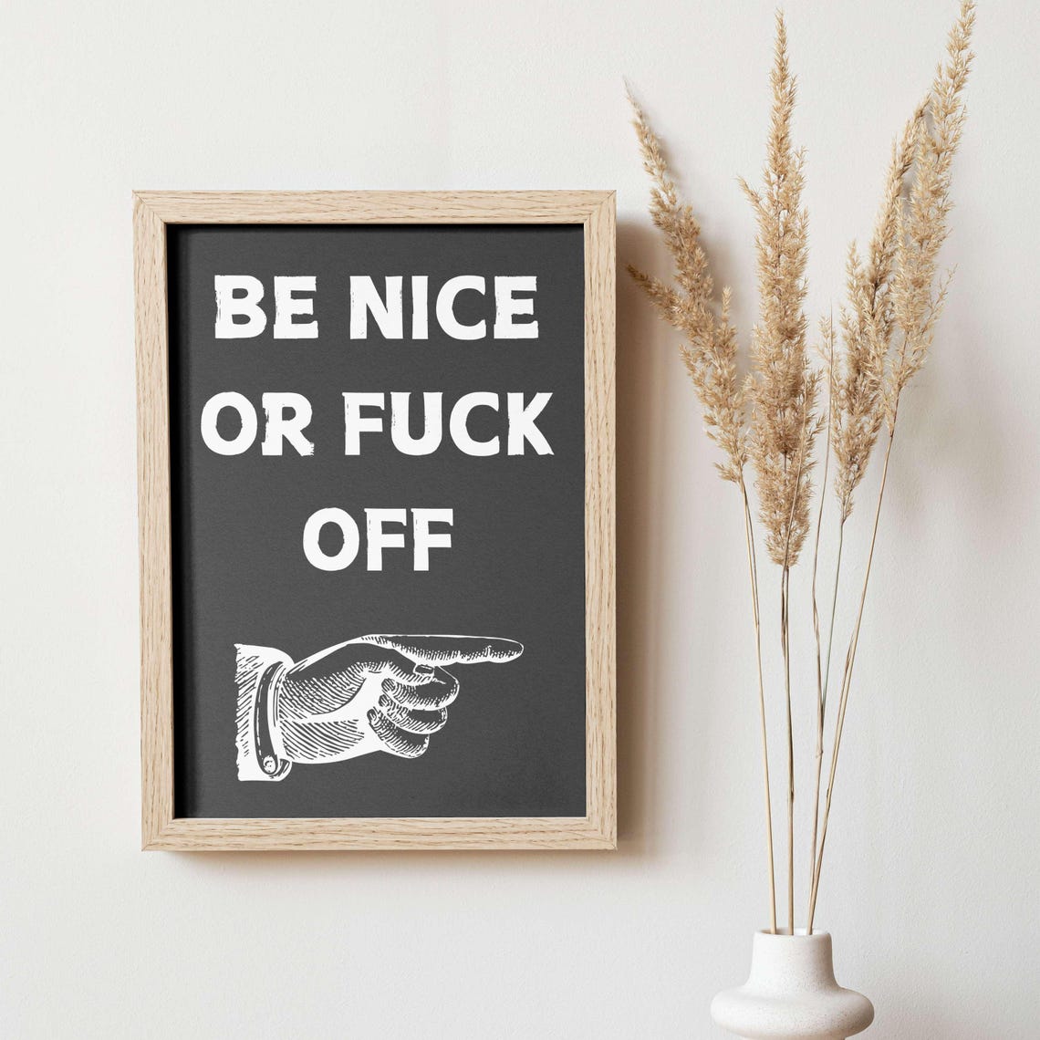 Be Nice Or Fuck Off Pointing Hand Vintage Funny Green Poster - Image 5