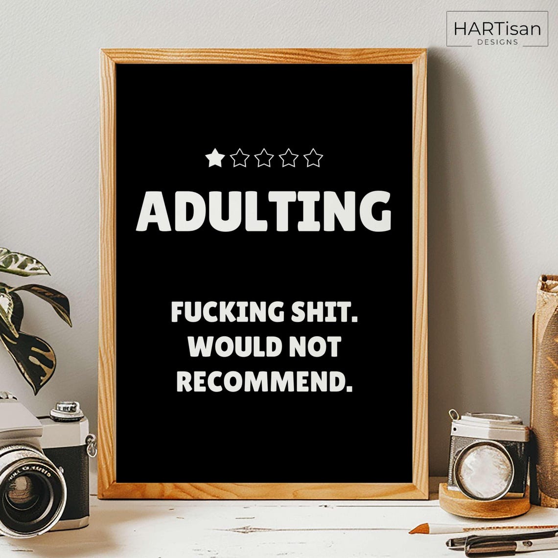 Adulting One Star Review Funny Sarcastic Cheeky Green Quote Poster - Image 5