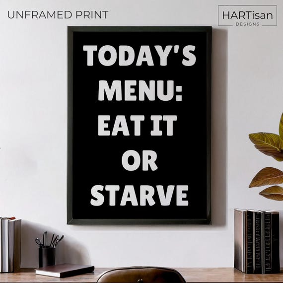 Todays Menu Unframed Funny Poster Humorous Home Decor Wall Art Gift Idea