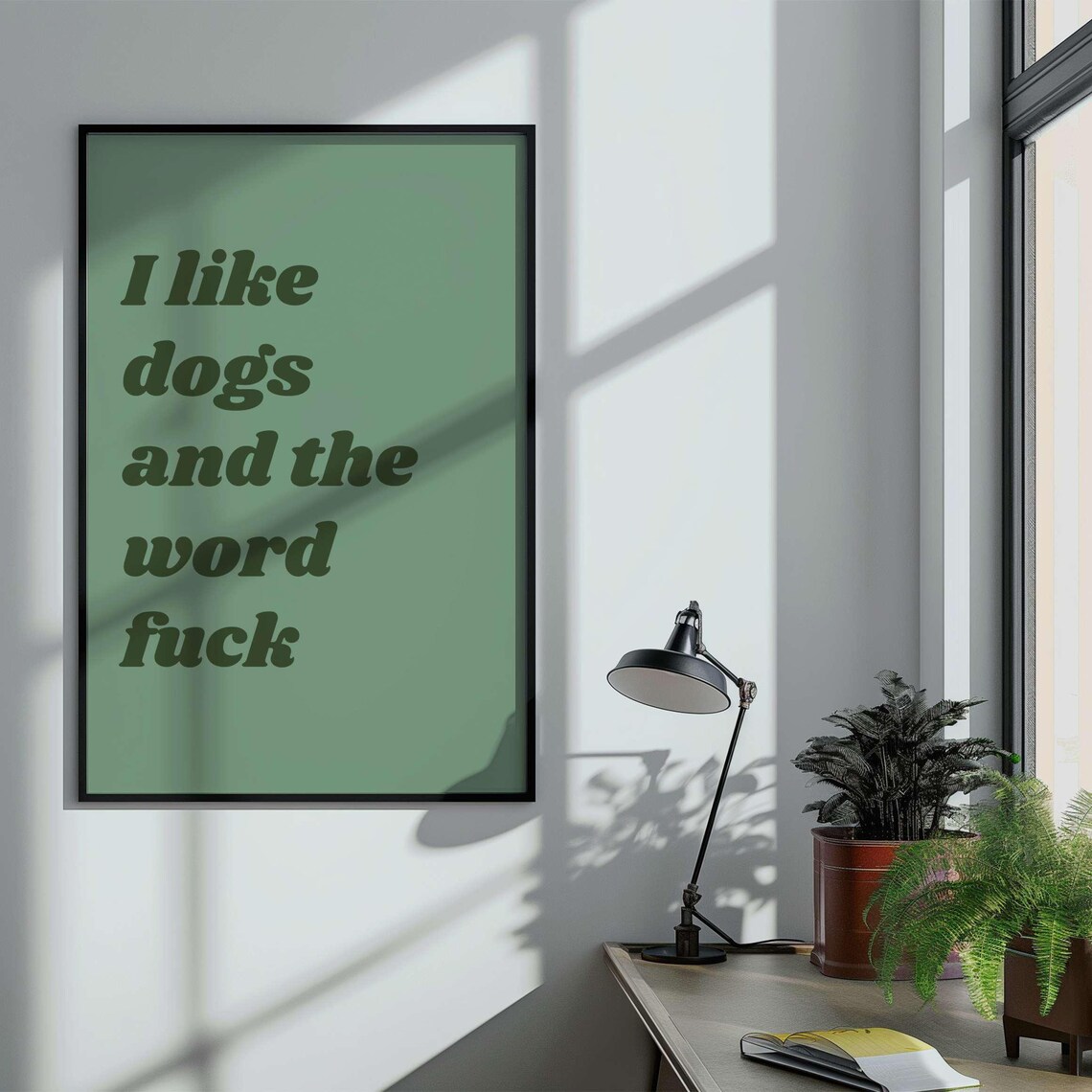 I Like Dogs and the Word Fuck Black Retro Bold Sweary Humor Poster - Image 4