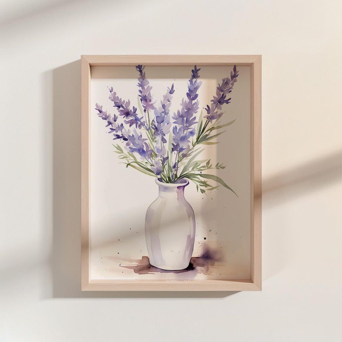 Lavender Sprigs In White Vase Watercolor Floral Botanical Poster