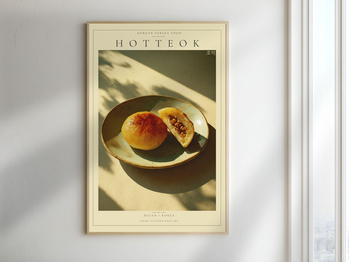 Hotteok Korean Sweet Stuffed Pancake Busan Street Food Poster
