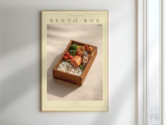Bento Box Poster Japanese Cuisine Print Kitchen Wall Art Digital Download