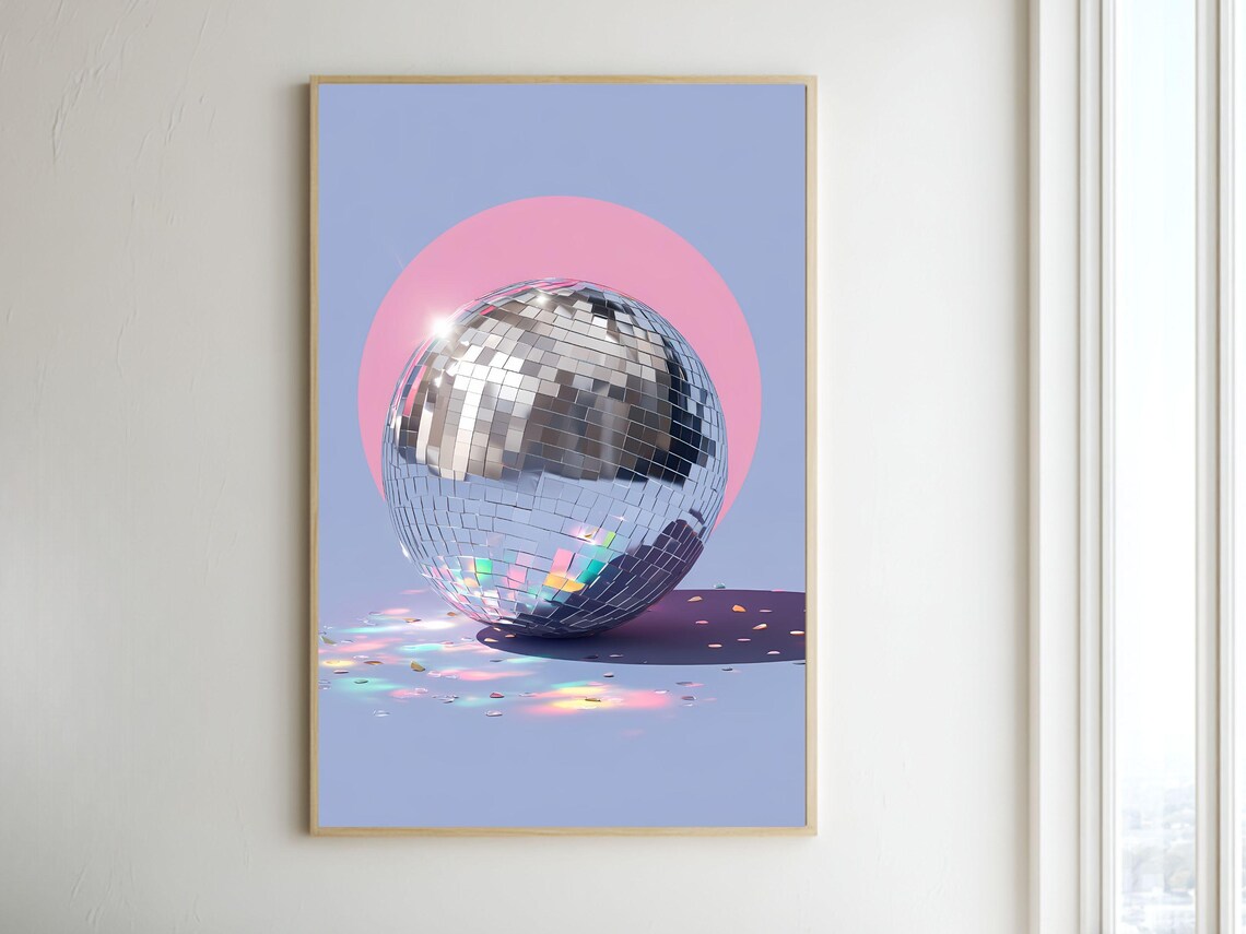 Disco Ball Poster, Colorful Wall Art