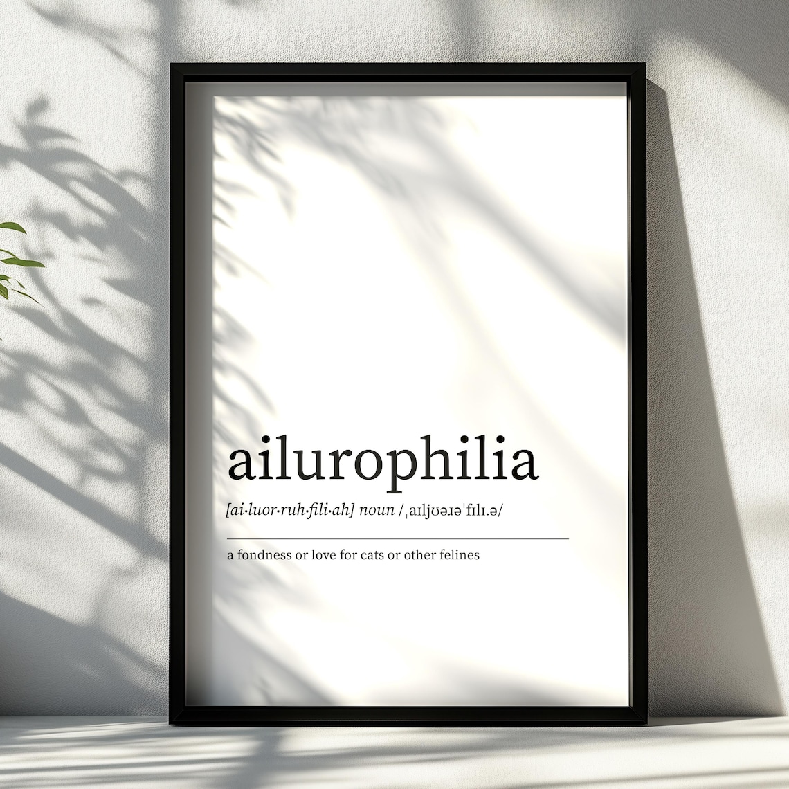 Ailurophilia Definition, Minimalist Art Print
