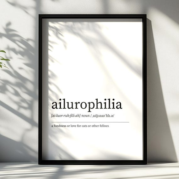 Ailurophilia Definition, Minimalist Art Print