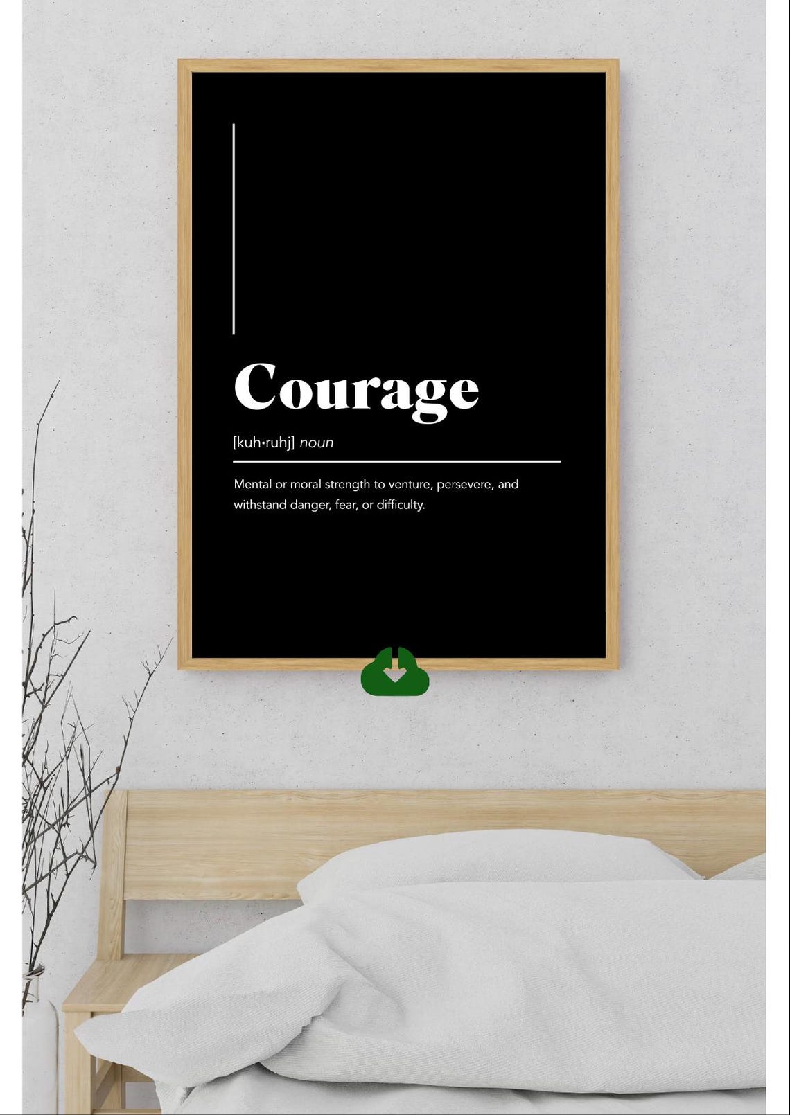 Courage Definition Minimalist Black on White Inspirational Poster - Image 2