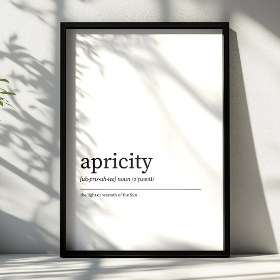 Apricity Definition Print Minimalist Wall Art 19 Sizes