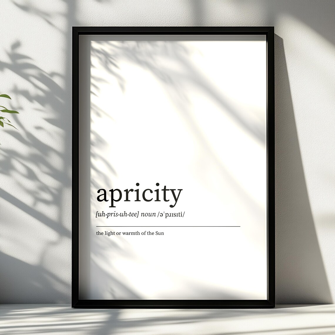 Apricity Definition Print Minimalist Wall Art 19 Sizes