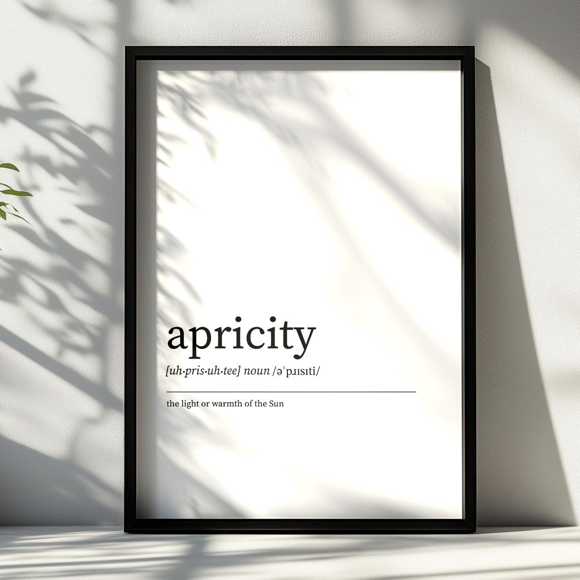 Apricity Dictionary Definition Sun Warmth Minimalist Art Poster