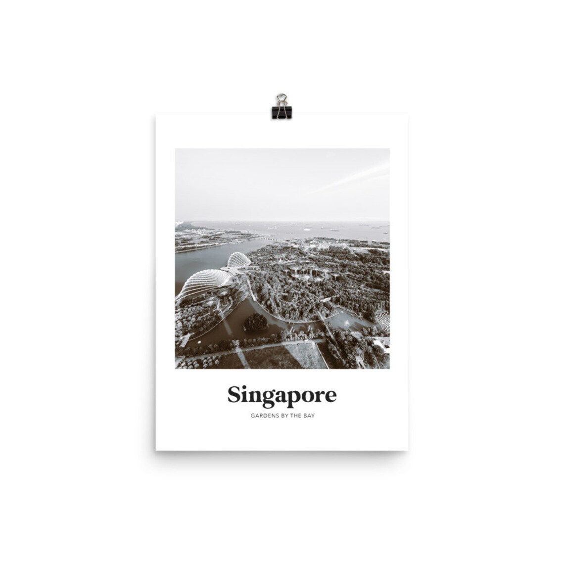 Singapore Gardens by the Bay Black and White Aerial Photo Poster - Image 3