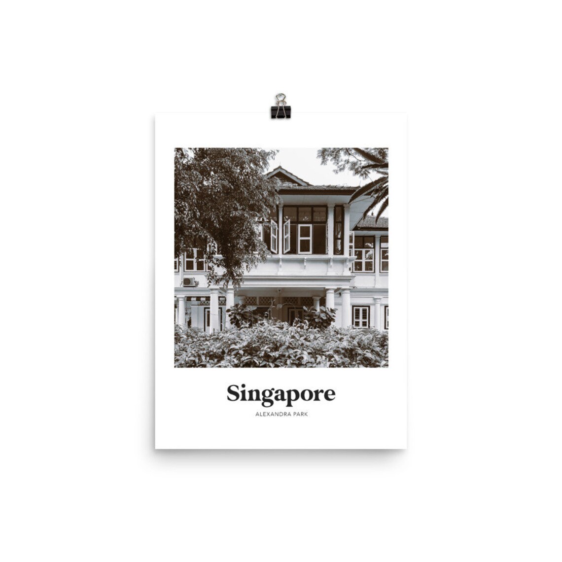 Singapore Alexandra Park Black and White Colonial House Photo Poster - Image 3