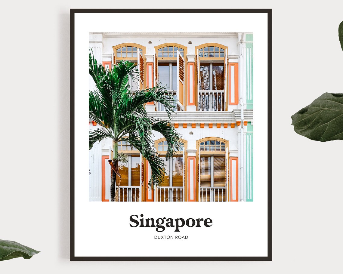 Singapore Duxton Road Pastel Shophouses Photo Street Art Poster