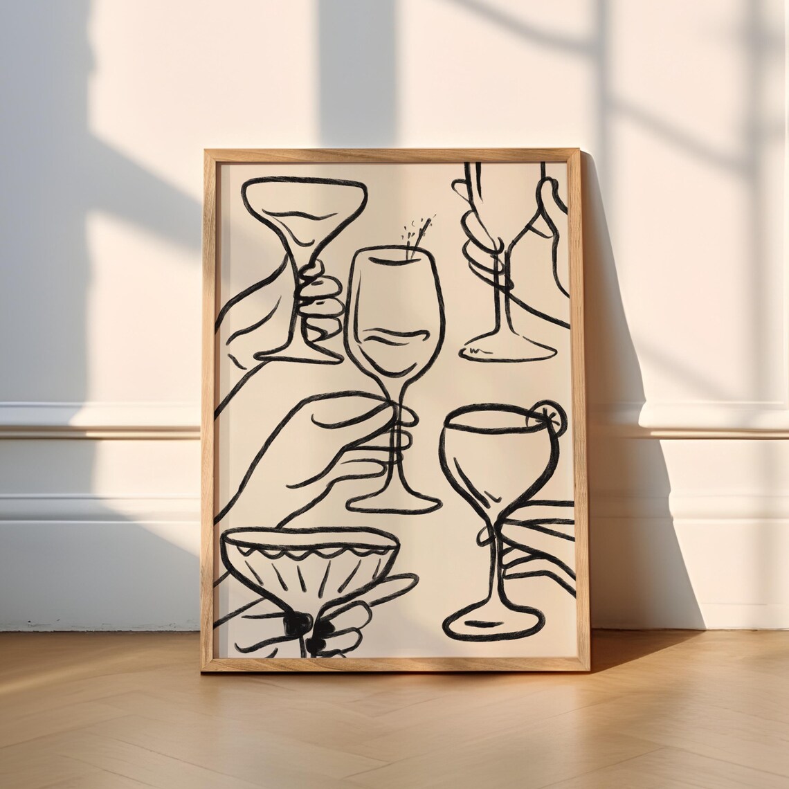 Cheers Cocktail Wine Kitchen Art Print, Funky Vino