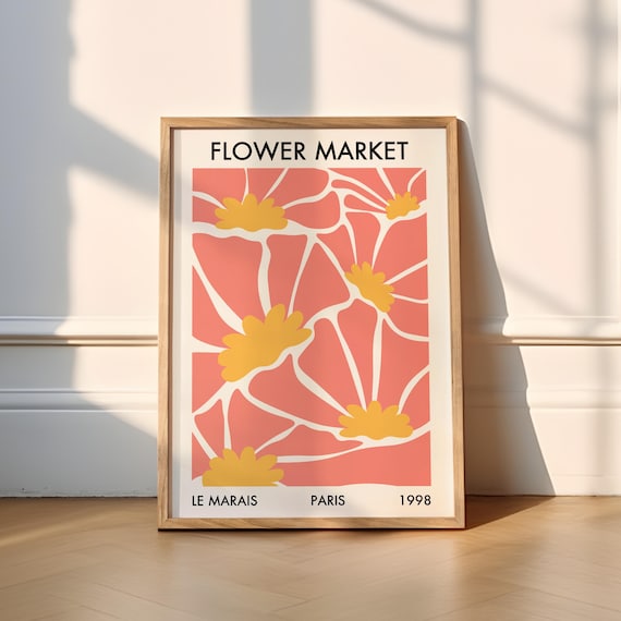 Paris Le Marais Flower Market 1998 Pink Abstract Floral Poster